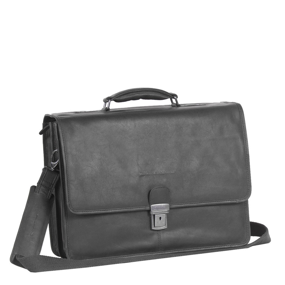 Chesterfield Shay Business Schoudertas Black - Leren laptoptassen