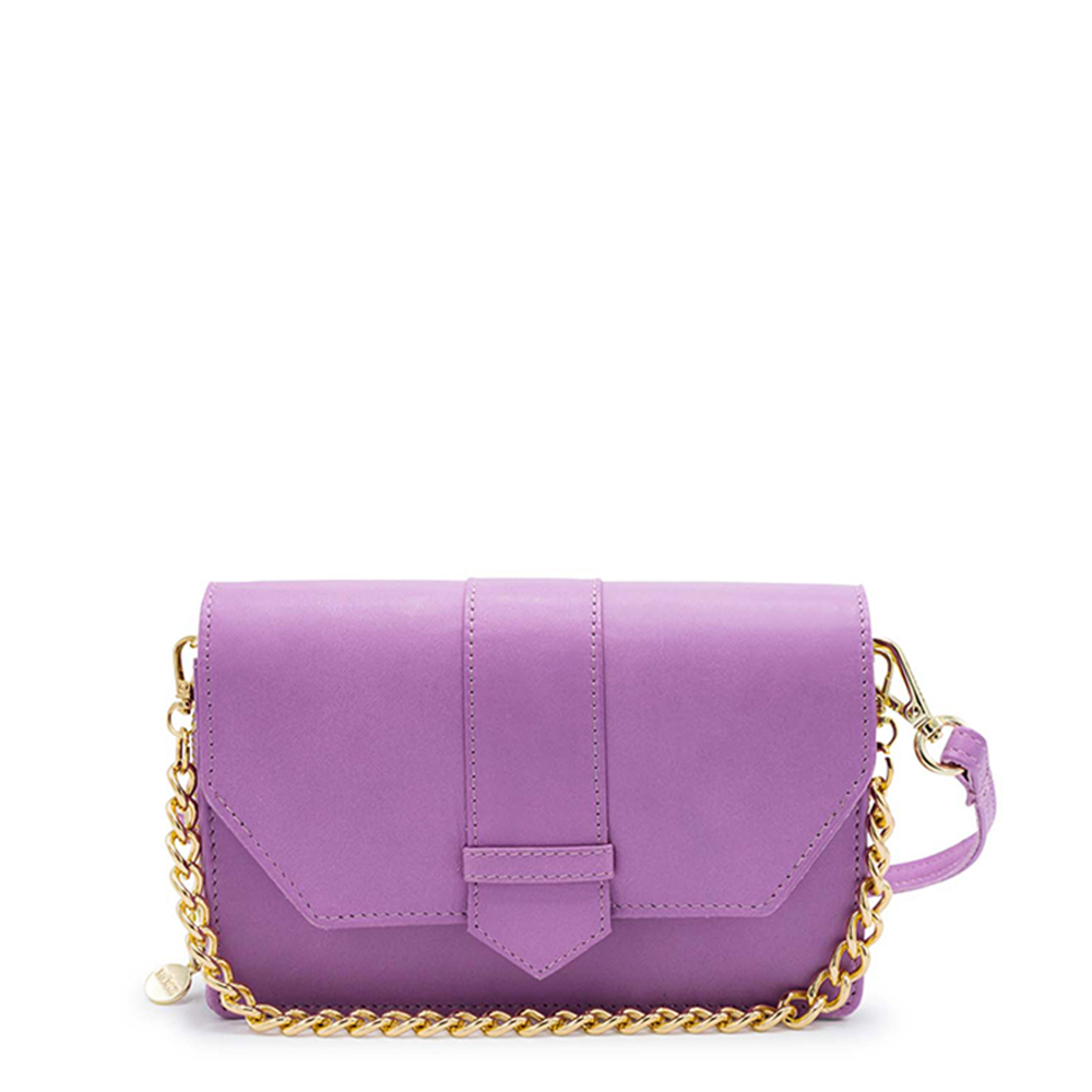 MŌSZ Dames Crossbody / Telefoontasje / Handtas - Leer - Schoudertas Kris gladleer / lila