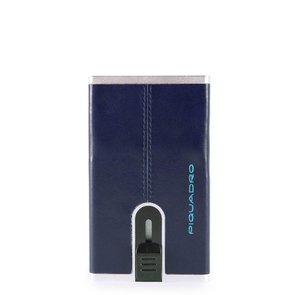 Piquadro Blue Square Creditcard Case With Sliding System Night Blue - Pasjeshouders