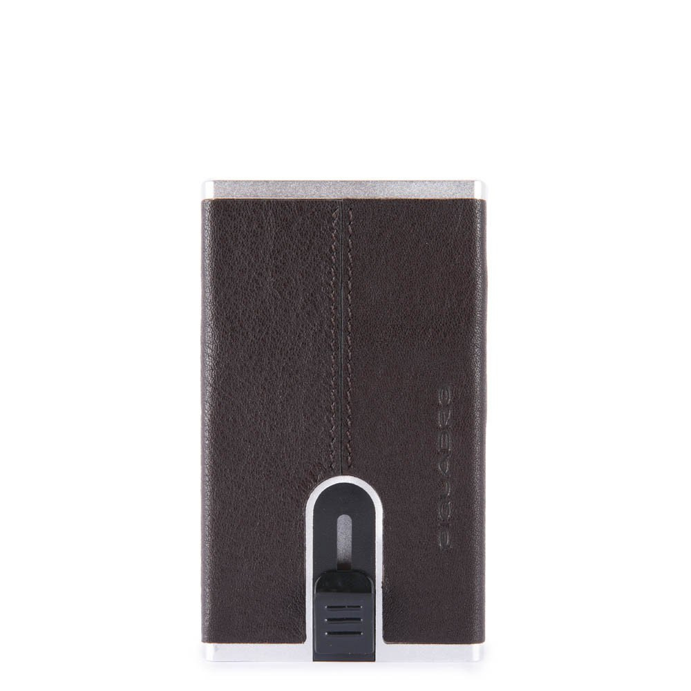 Piquadro Black Square Compact Wallet For Banknotes And Creditcards Dark Brown - Dames portemonnees