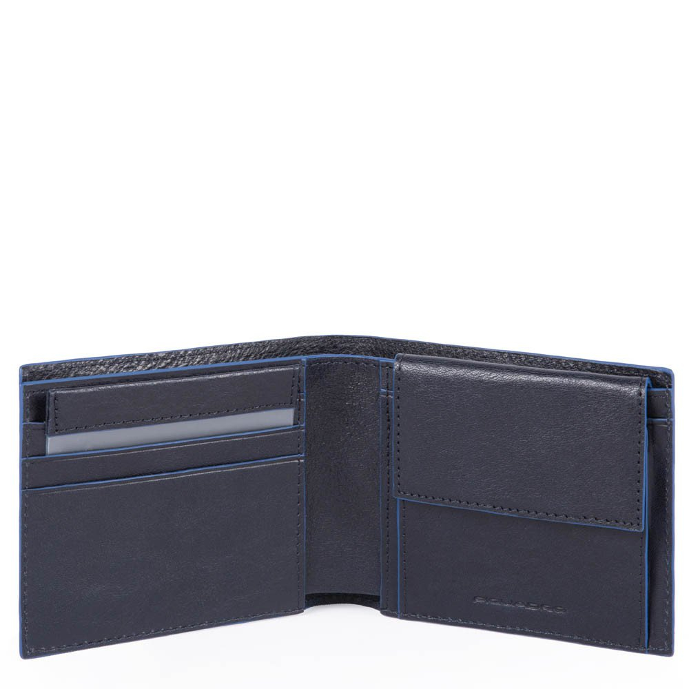Piquadro Blue Square S Matte Men's Wallet With Coin Pocket Night Blue - Dames portemonnees