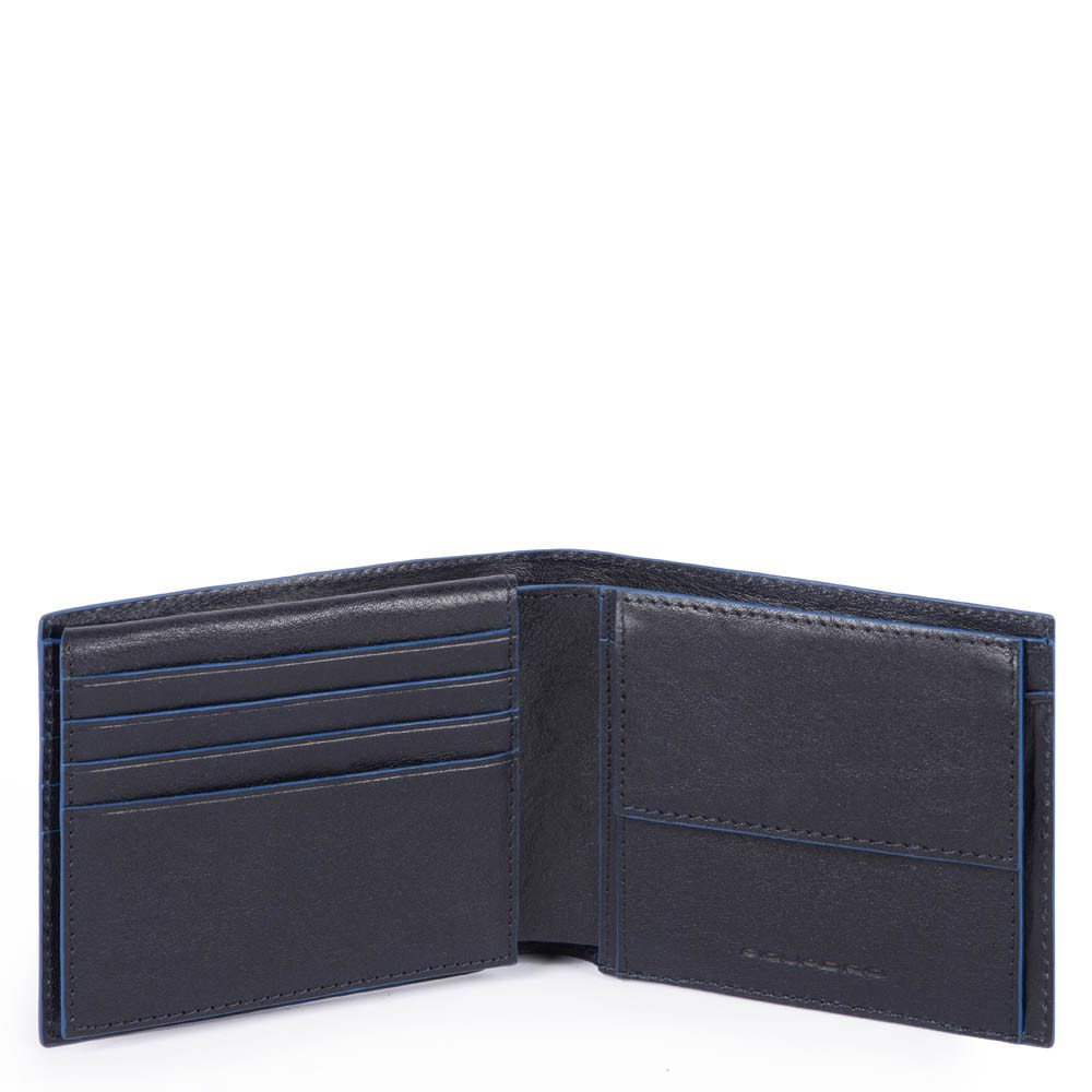 Piquadro Blue Square S Matte Men's Wallet With Flip Up ID Night Blue - Dames portemonnees
