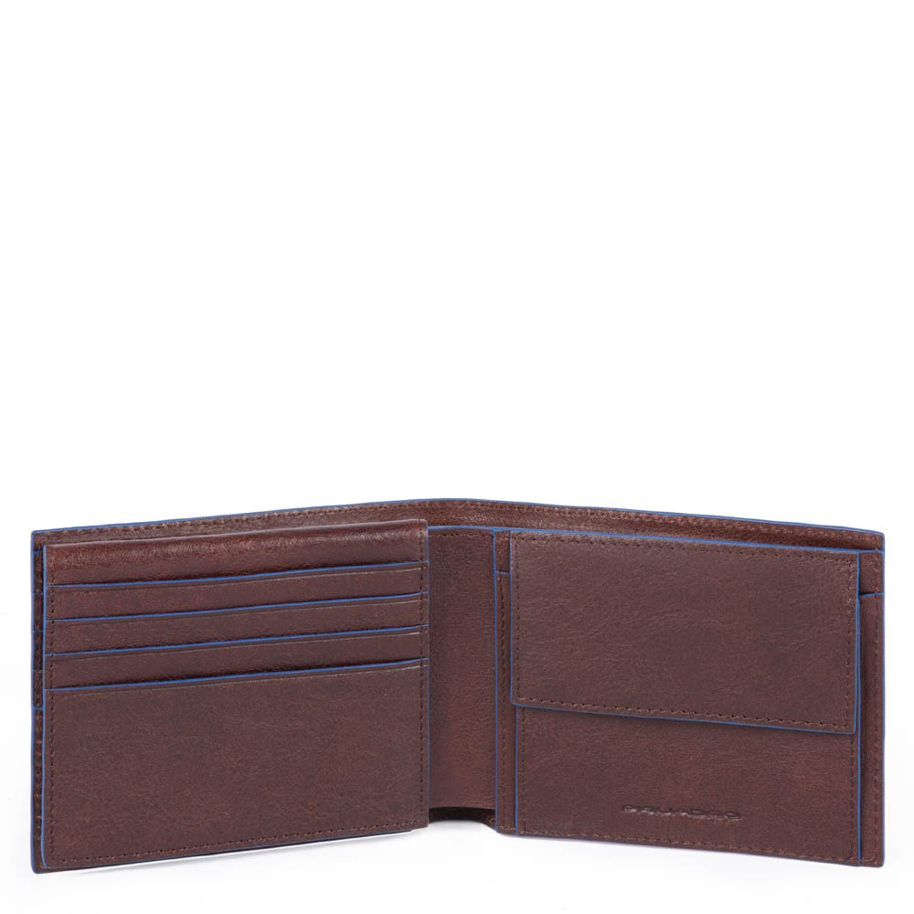 Piquadro Blue Square S Matte Men's Wallet With Flip Up ID Dark Brown