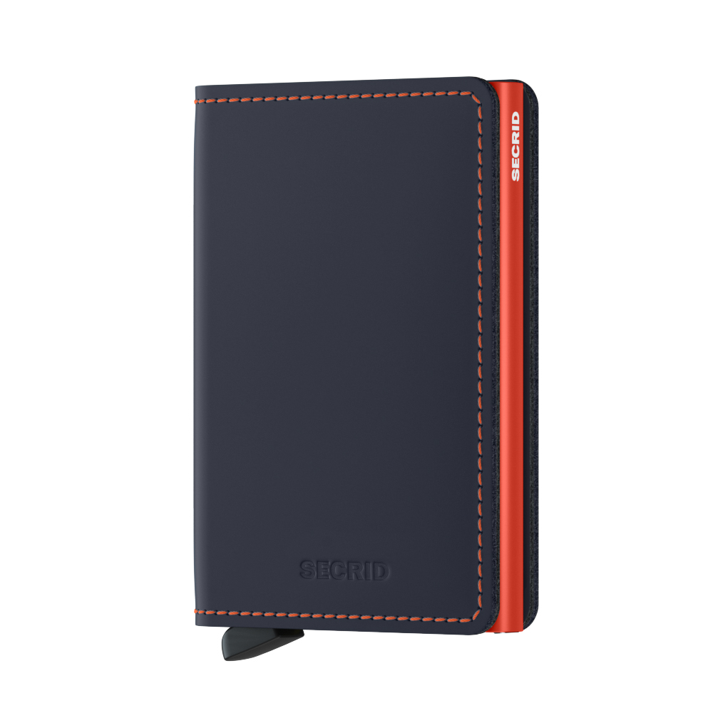 Secrid Slim Wallet Portemonnee Matte Night Blue - Orange - Dames portemonnees