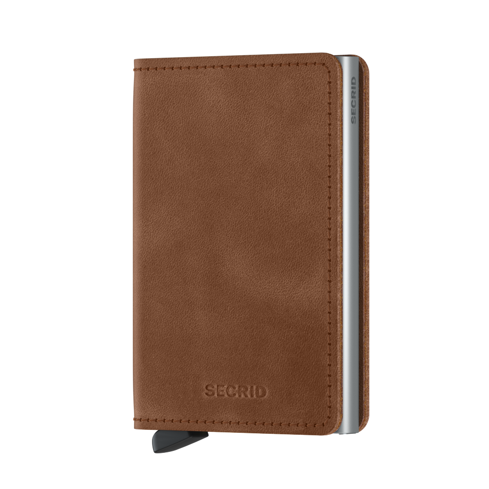 Secrid Slim Wallet Portemonnee Vintage Cognac Silver - Dames portemonnees