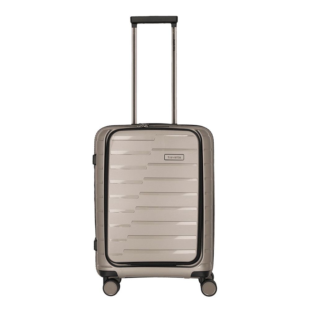 Travelite Air Base 4 Wiel Trolley S Laptop Front Pocket Champagne Metallic