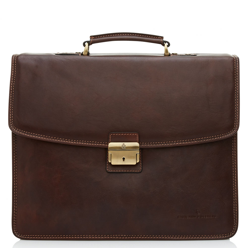 Castelijn & Beerens Verona 3-Vaks Laptoptas 15.6'' Mocca - Laptop schoudertassen